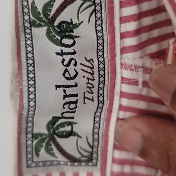 CHARLESTON TWILLS MEN'S  RED AND WHITE STRIPED SHORT 21 LONG SIZE 40 - Picture 6 of 9